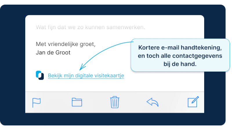 Korte maar volledige e-mail handtekening met Pixelcard